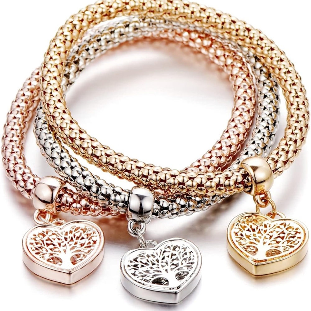 Crystal Charms Multilayer Bracelets - 3PCS Gold/Silver/Rose Gold NWT